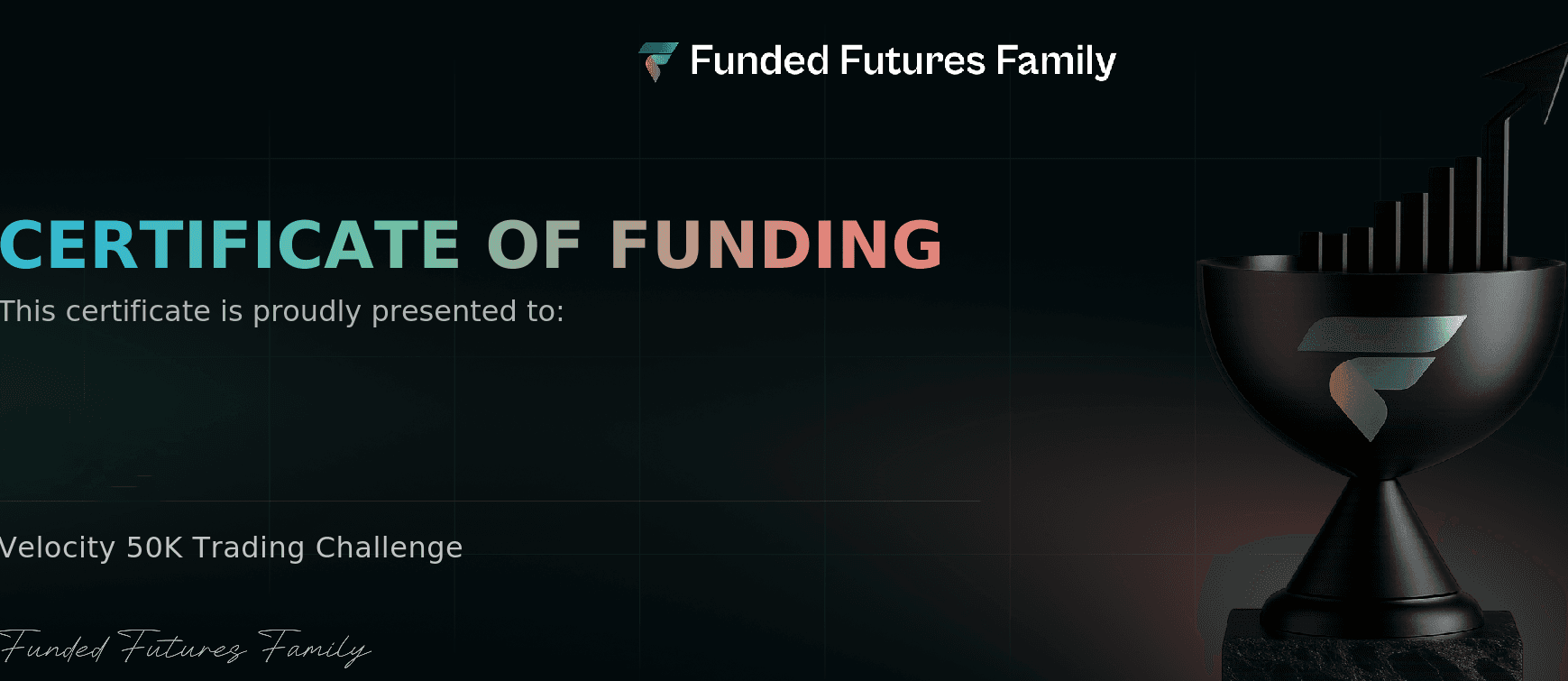 Certificat Funded Futures Family — Velocity 50K validée