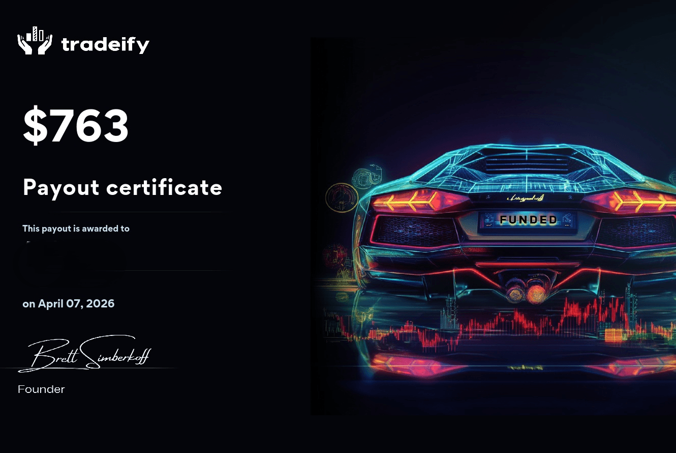 Payout Tradeify — 763 $